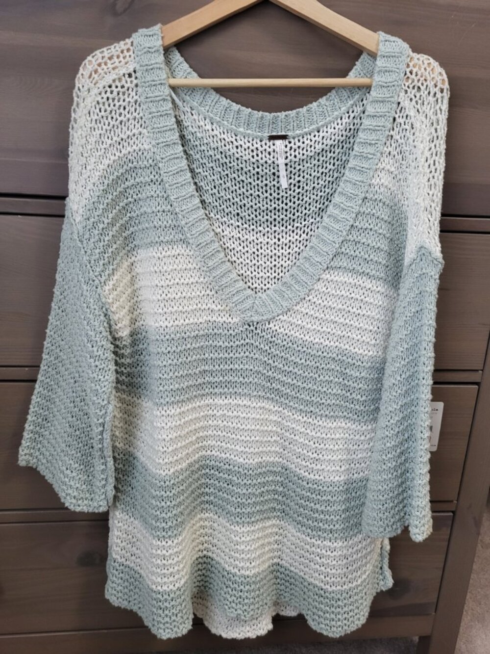 NWT Free People Stripped Crochet Sweater | Blue and White stripped
